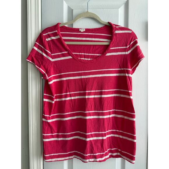 J.Crew Women’s Vintage Pink and White Striped T-Shirt size Large - Picture 2 of 4
